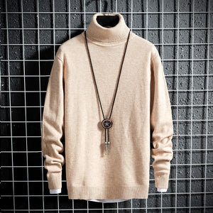 #1505 Black White Grey Korean Turtleneck Sweater Men Pullver Slim Long Sleeve Solid Color Casual Mens Pullover Sweaters Winter